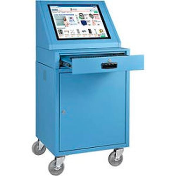 Global Industrial 2843918 Mobile LCD Console Computer Cabinet - Blue