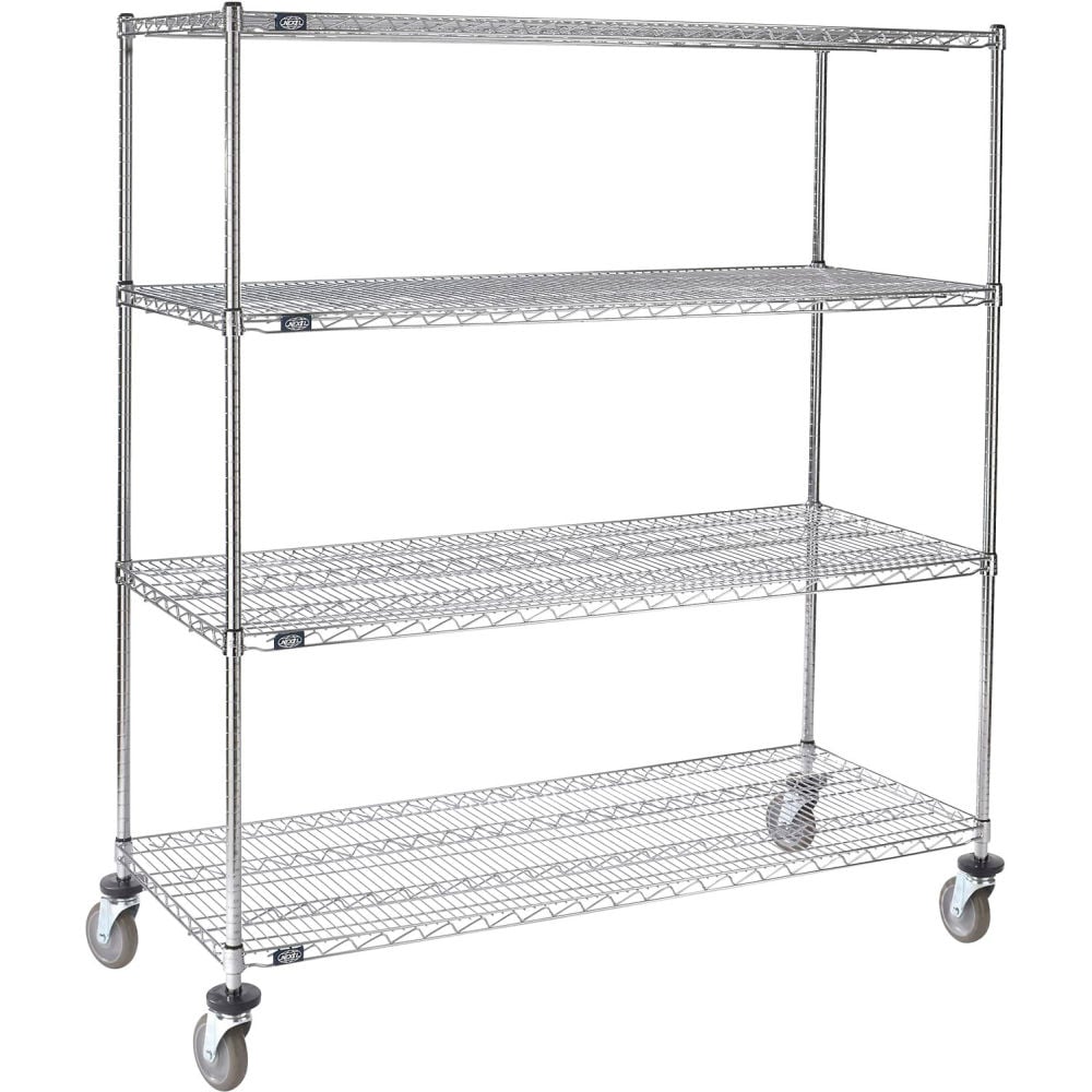 Global Industrial C24606PC4 Nexel 4 Shelf Truck - Chrome Polyurethane Swivel Casters - 60 x 24 x 69 in.