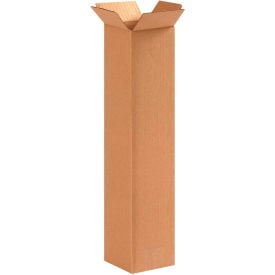 Global Industrial 4815000 Tall Cardboard Corrugated Boxes - 4 x 4 x 18 in., Kraft - Pack of 25