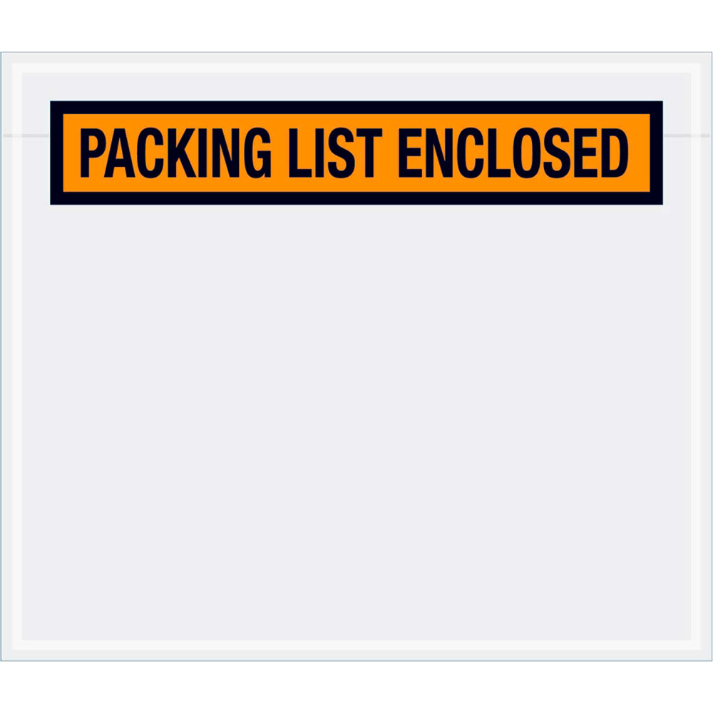 B44022 6 x 7 in. Packing List Enclosed Print Panel Face Envelopes, Orange - Pack of 1000