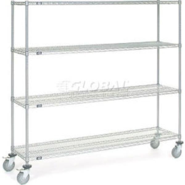 Global Industrial C18726PC4 Nexel 4 Shelf Truck - Chrome Polyurethane Swivel Casters - 72 x 18 x 69 in.