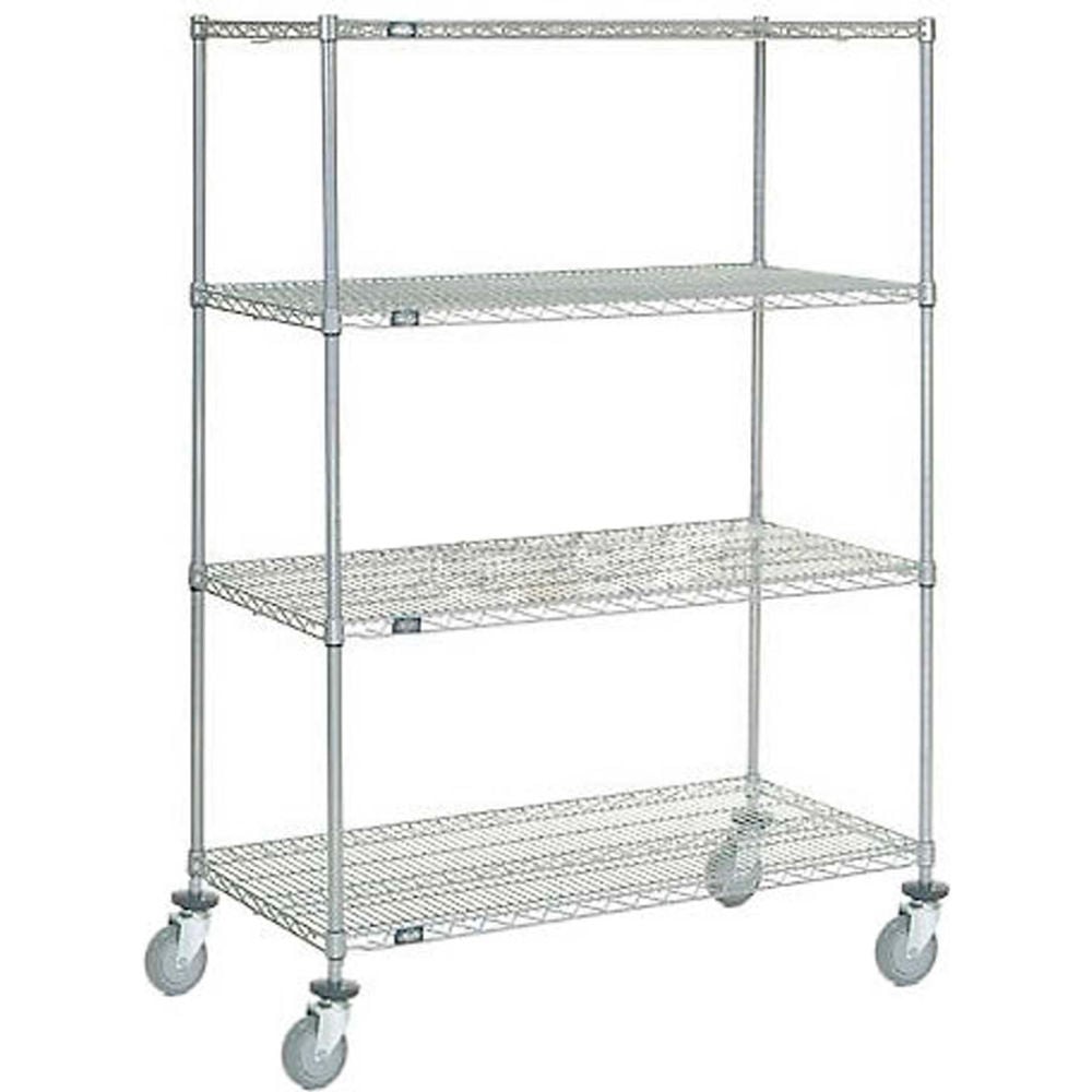 Global Industrial C24486PC4 Nexel 4 Shelf Truck - Chrome Polyurethane Swivel Casters - 48 x 24 x 69 in.