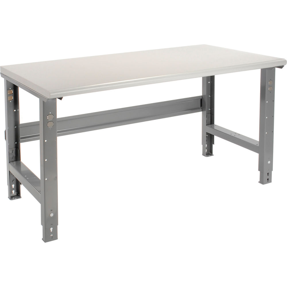 Global Industrial PT7230SA Adjustable Height Workbench 72 x 30 in. Laminate Safety Edge - Gray