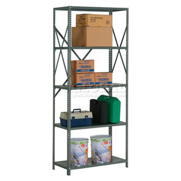 Global Industrial SO3618528 5 Shelf 20 Gauge Open Steel Shelving Unit - 36 x 18 x 85 in., Gray
