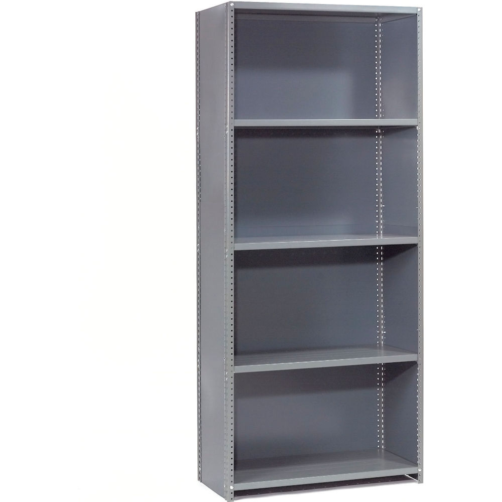 Global Industrial SC362472S 5 Shelf 20 Gauge Closed Steel Shelving Starter - 36 x 24 x 73 in., Gray