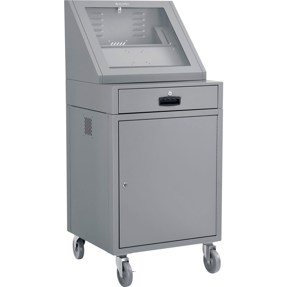 Global Industrial 2843927 Mobile LCD Console Computer Cabinet - Dark Gray