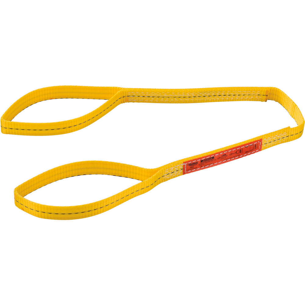 Global Industrial 298509 4 ft. x 1 in. Poly Web Sling Light Duty Eye & Eye 1200, 950 & 2400 lbs Cap, Yellow