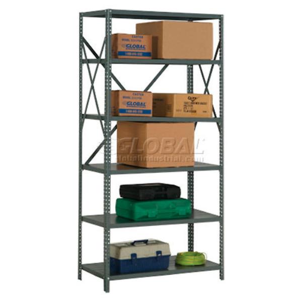 Global Industrial 562167A 6 Shelf 18 Ga Open Steel Shelving Unit - 36 x 18 x 73 in., Gray