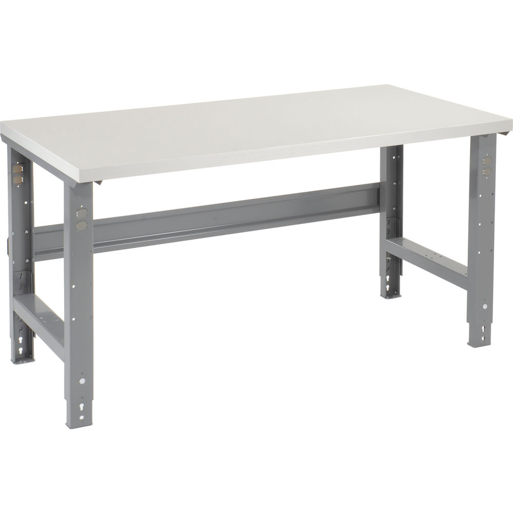 Global Industrial PT7230QA Adjustable Height Workbench 72 x 30 in. Laminate Square Edge - Gray