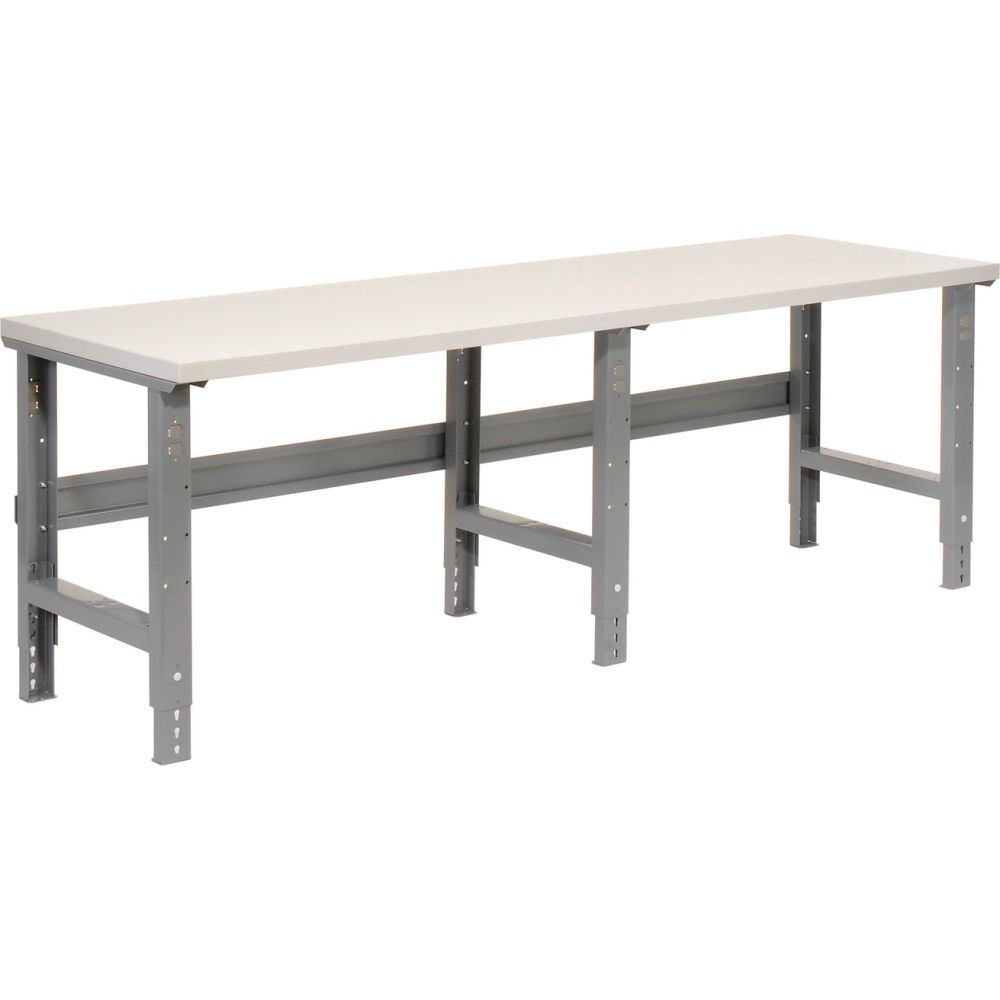 Global Industrial PT9636QA Extra Long Workbench 96 x 36 in. Adjustable Height Laminate Square EdgeGray