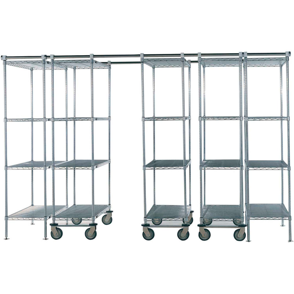 Global Industrial ST795979C Space-Trac 5 Unit Chrome High Density Shelving - 48 x 21 x 76 in. - 12 ft. Length