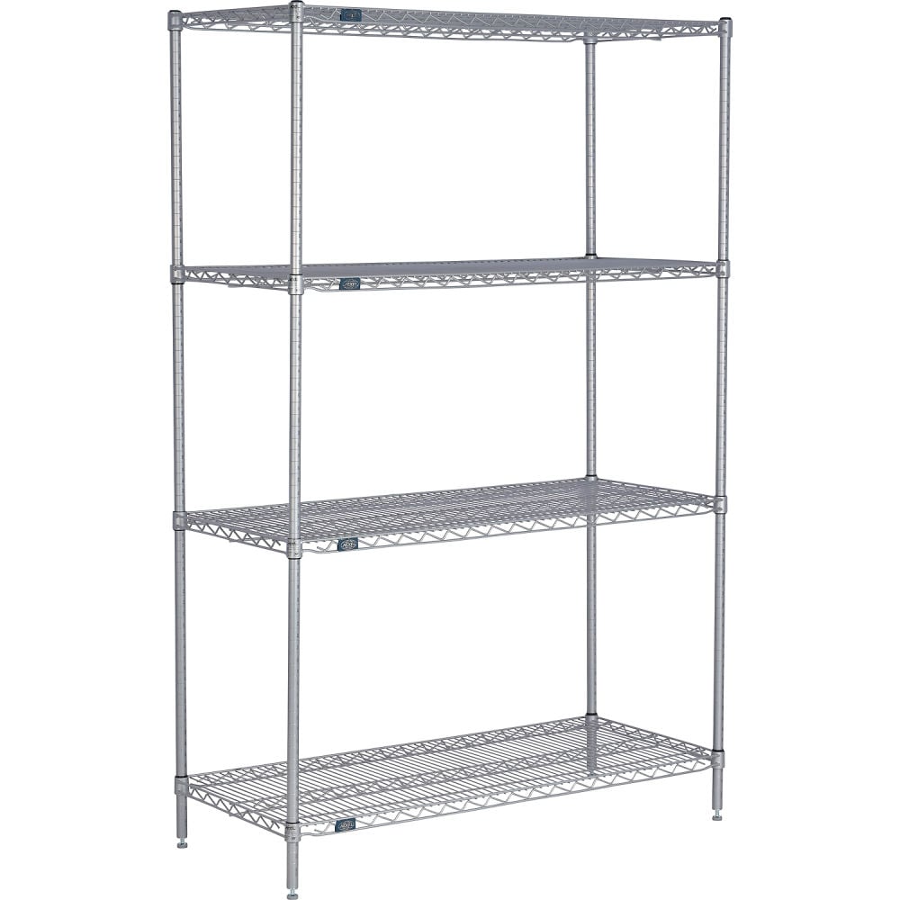Global Industrial 14245EP Nexel 4 Shelf NexelateSilver Epoxy Wire Shelving Unit Starter - 24 x 14 x 54 in.