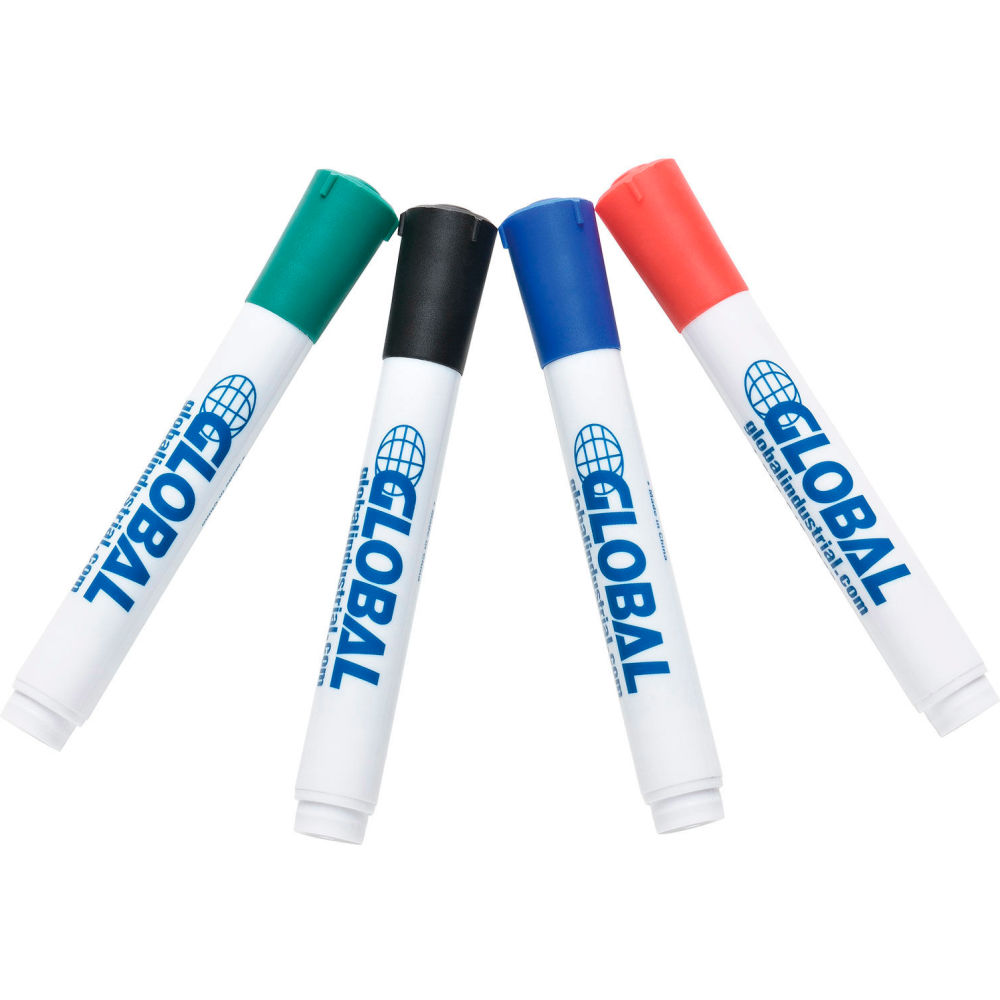 Global Industrial 695527PK Bullet Tip Dry Erase Markers, Assorted Color - 4 Count - Pack of 5