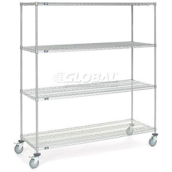 Picture of Global Industrial C24306ESD Nexel Chrome ESD Wire Shelf Truck with 4 Shelves - 30 x 24 x 69 in. - Silver