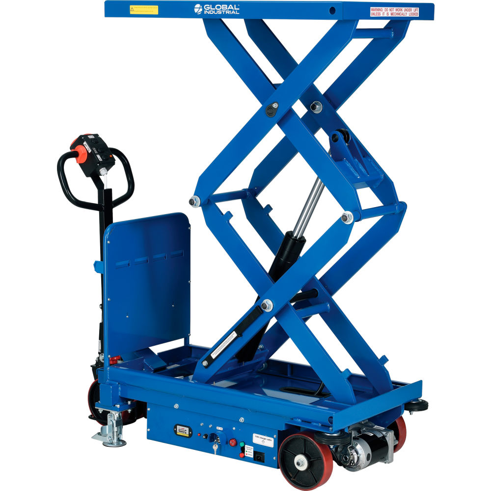 Global Industrial 988159 Self Propelled Mobile Scissor Lift Table - 40 x 24 in. - 2000 lbs Capacity