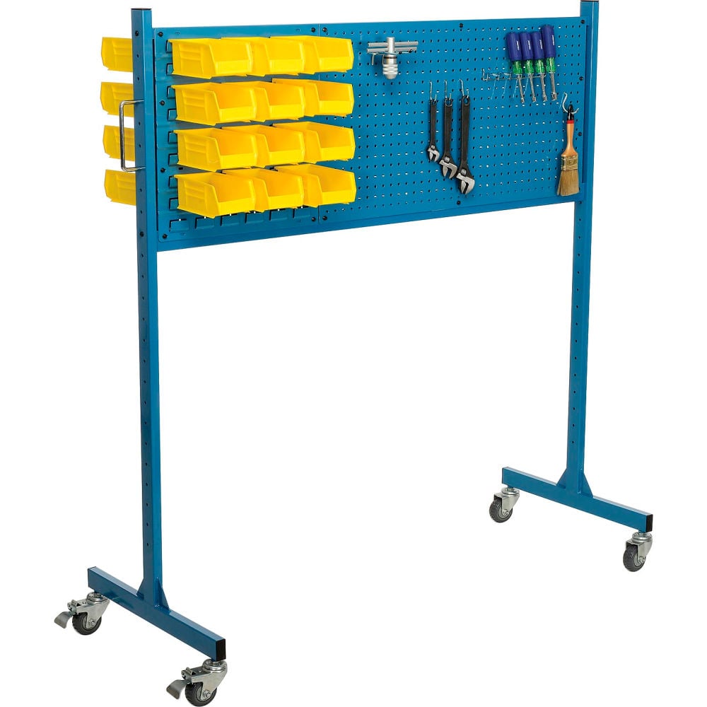 Global Industrial 319093 Mobile Louver & Pegboard Panel Rack - 60 in. - Blue