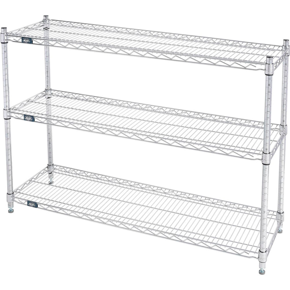 Picture of Global Industrial 14483C3 Nexel 3 Shelf Chrome Wire Shelving Unit Starter - 48 x 14 x 34 in.