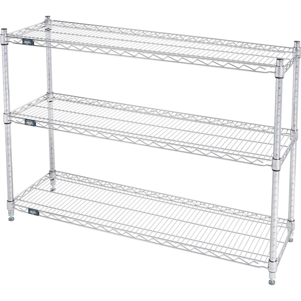Global Industrial 14483C3 Nexel 3 Shelf Chrome Wire Shelving Unit Starter - 48 x 14 x 34 in.