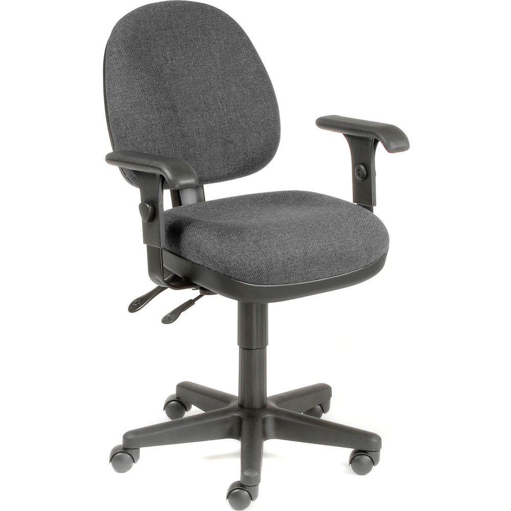 Global Industrial 594138BK Interion Task Chair with 17.50 in. Back & Adjustable Arms Fabric - Black