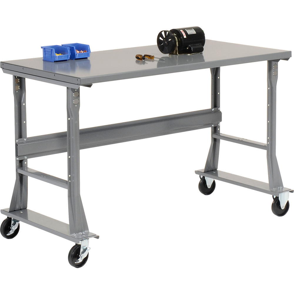 Global Industrial ST6030FA Mobile Workbench 60 x 30 in. Flared Leg Steel Square Edge