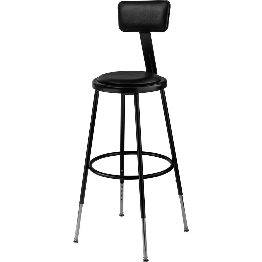 Picture of Global Industrial B2217146 Interion Steel Shop Stool with Backrest & Padded Seat - Adjustable Height - 25 in. -33 in. - Black - Pack of 20