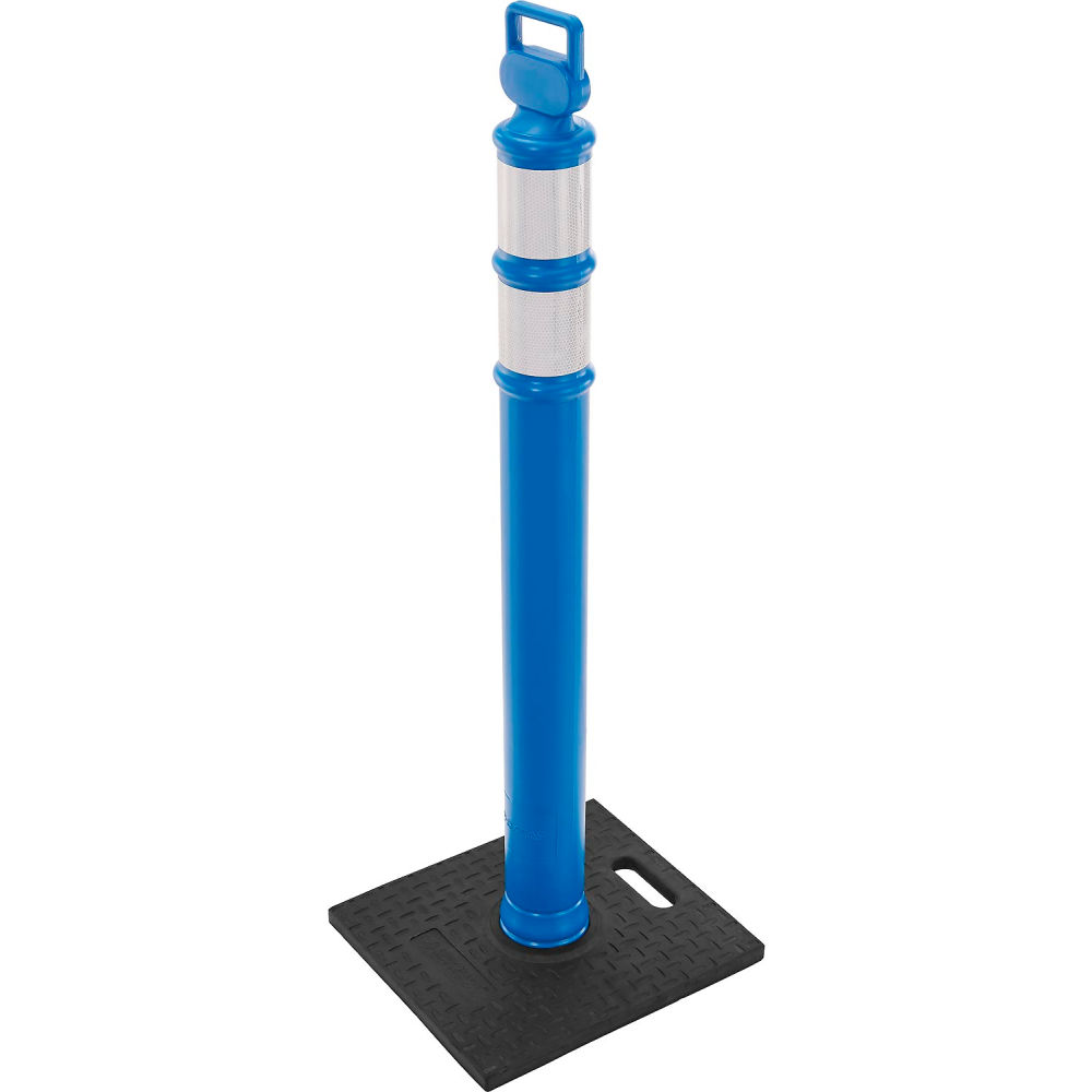 Global Industrial 670683 49 in. Portable Reflective Delineator Post with Square Base, Blue