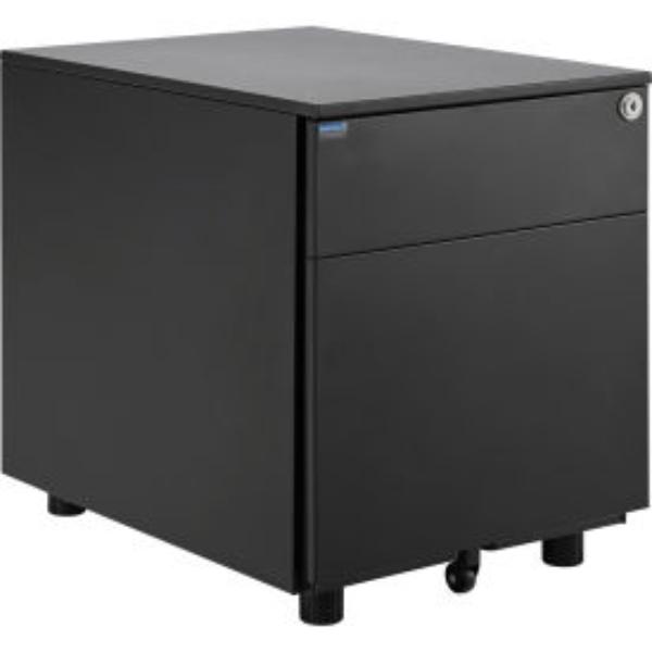 Global Industrial 3620800 Interion Low Height 2 Drawer Pedestal, Black