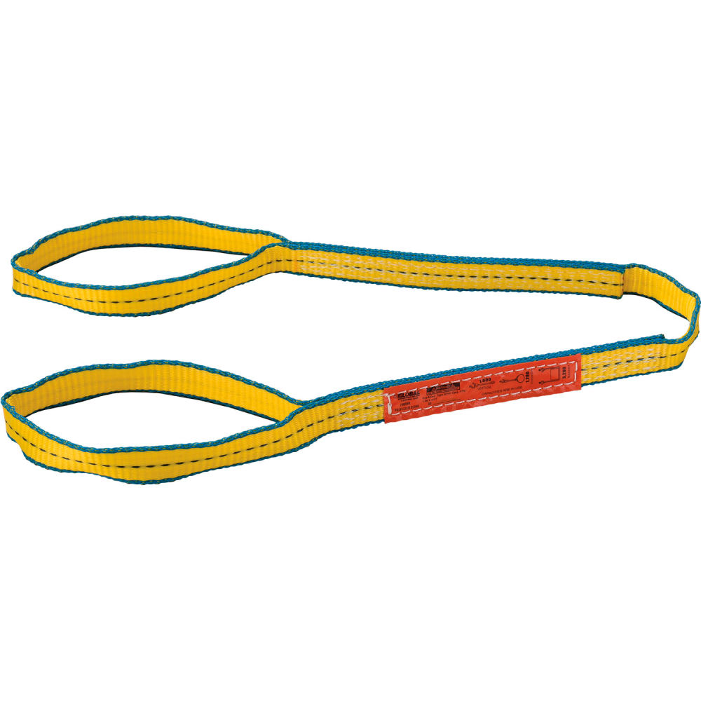 Global Industrial 298499 4 ft. Poly Web Sling HD Eye & Eye with Durable Edge 1600, 1280 & 3200 lbs Cap, Yellow