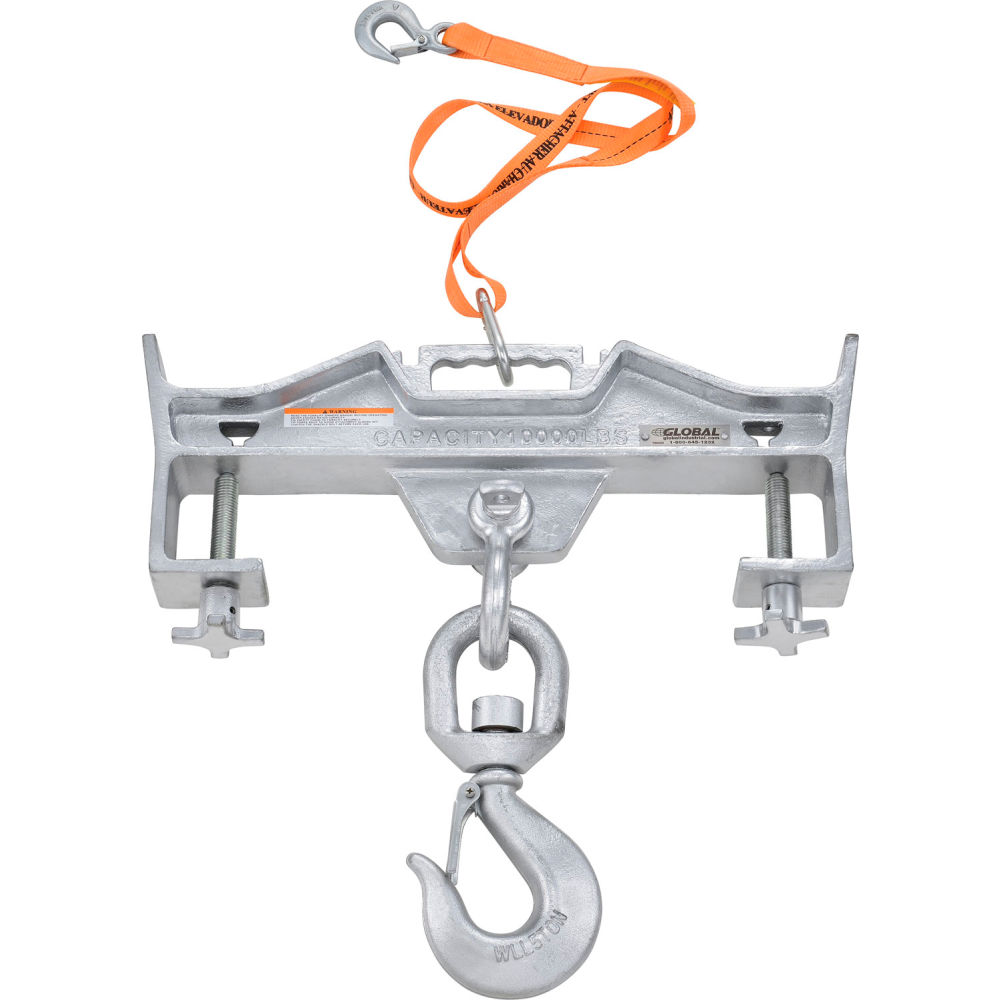 Picture of Global Industrial 988986 Swivel Hook Double Fork Forklift Hook Attachment - 10000 lbs Capacity - Silver