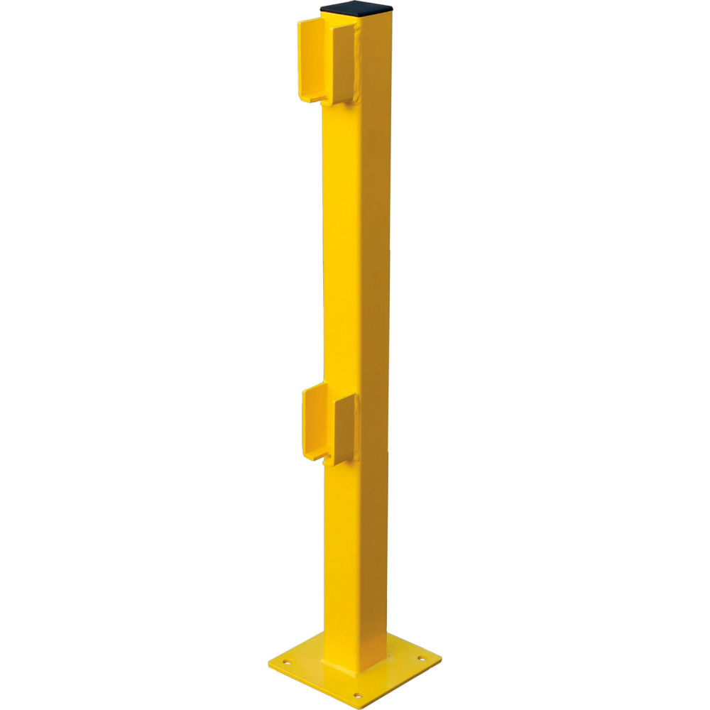 Picture of Global Industrial 708441 Steel Lift-Out Guard Rail End Post Double-Rail&#44; 42 in. - Yellow