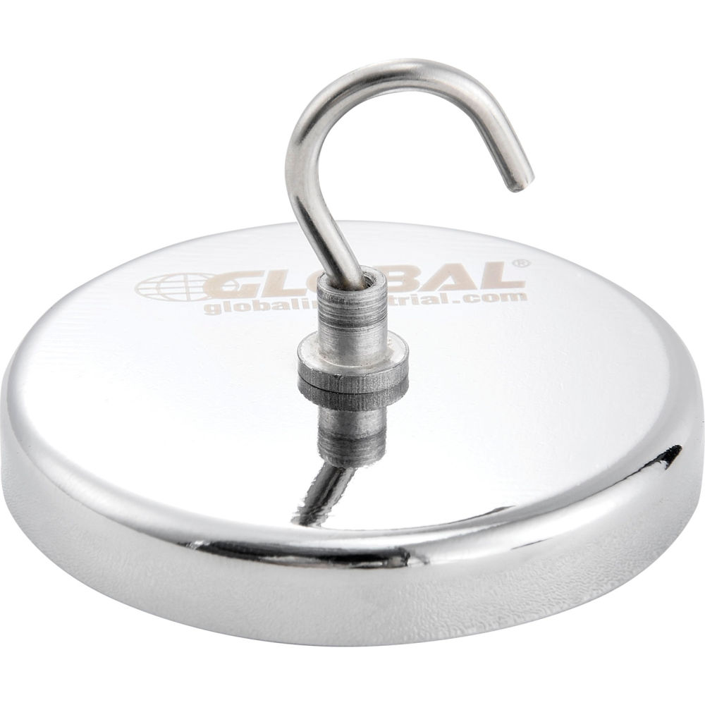 Global Industrial 320757 20 lbs Pull Ceramic Magnetic Hook, Silver - Pack of 6