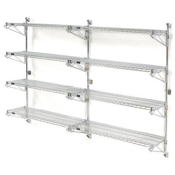 Global Industrial B1137181G Nexel Poly-Green Wall Mount Wire Shelving - 60 x 14 x 63 in. - 4-Shelf Add-On