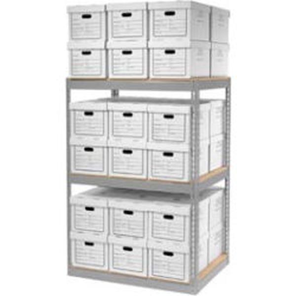 Picture of Global Industrial B2298000 Record Storage Open with Boxes - 42 x 30 x 60 in. - Gray