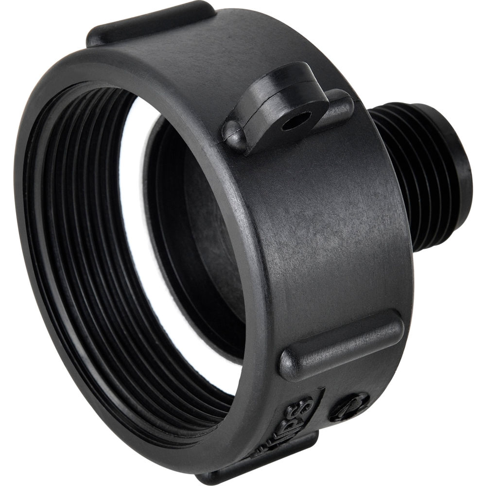 Global Industrial 493521 Polypropylene 2 in. Female NPS Pipe Thread x 0.75 in. Male Garden Hose Adapter, Black - Case of 5