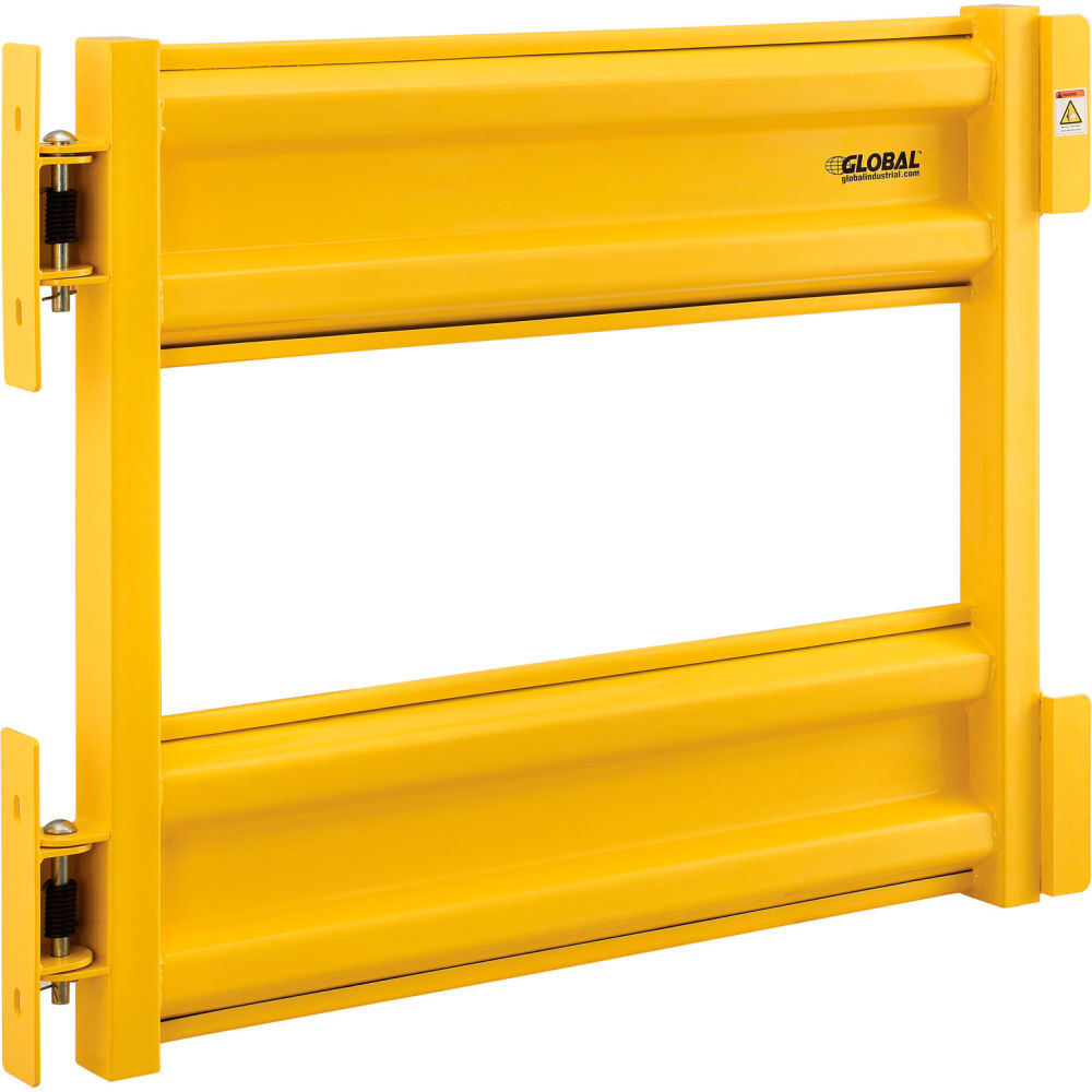 Global Industrial 708372 Self-Closing Guard Rail Safety Gate Safety Yellow Post Mount