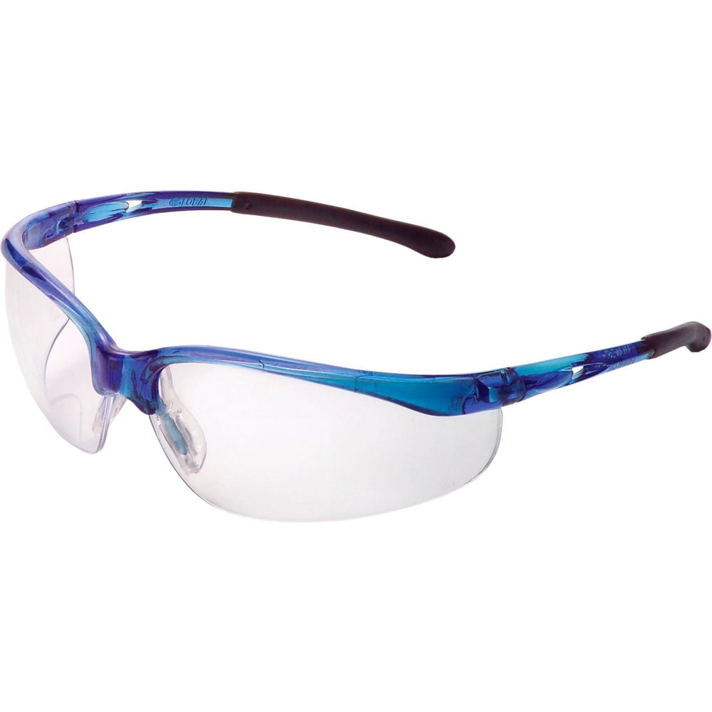 Half Frame Safety Glasses - Blue - Anti-Fog Clear Lens - Lightweight Design