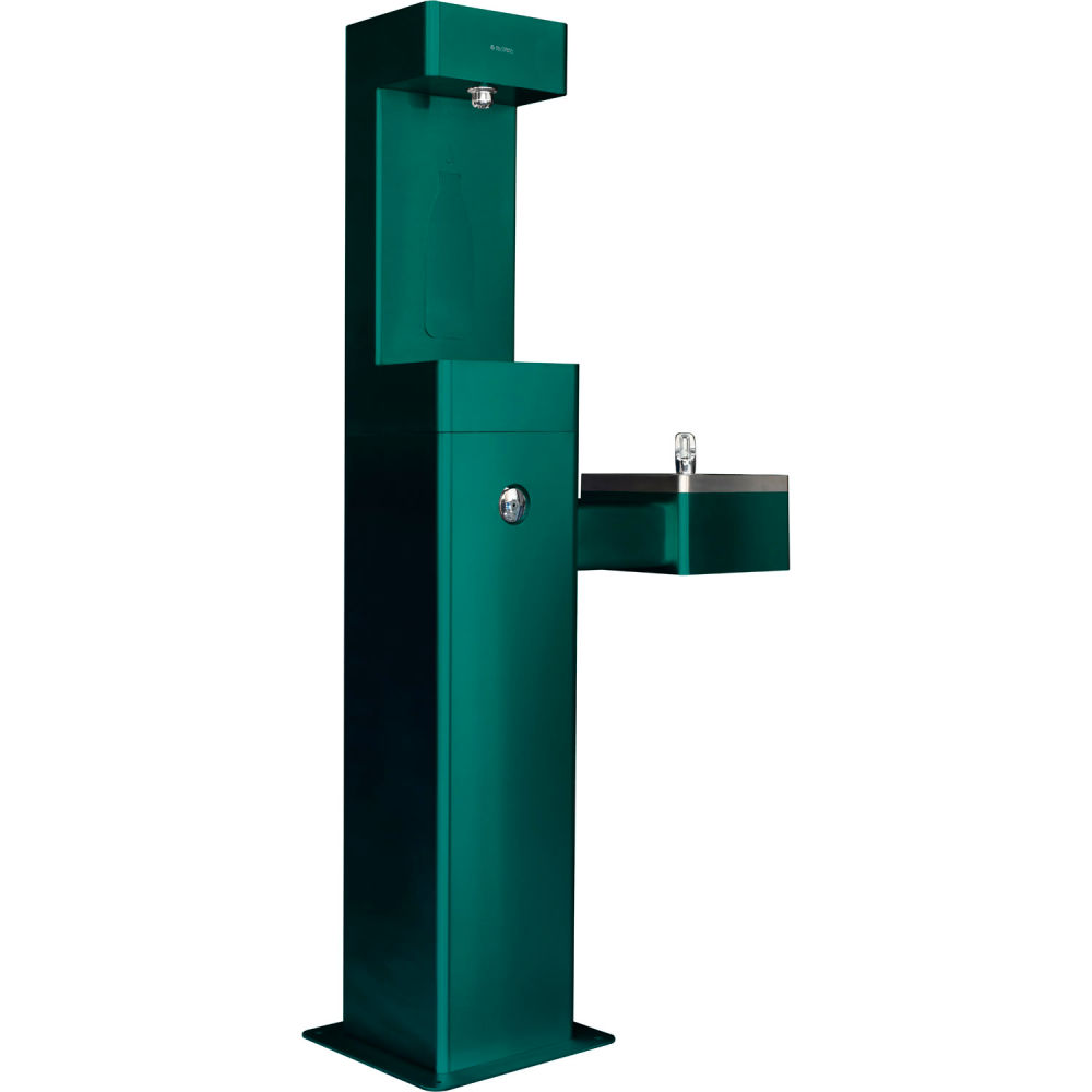Picture of Global Industrial 761216GN Outdoor Drinking Fountain with Bottle Filling Station Green