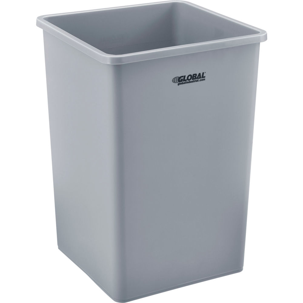 Global Industrial 641439GY Square Plastic Trash Can - 35 gal, Gray