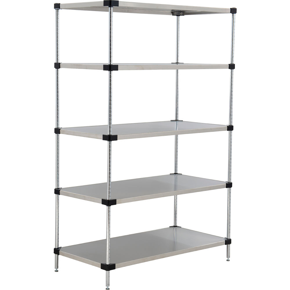 Global Industrial 24366SS5 Nexel 5 Shelf Stainless Steel Solid Shelving Unit Starter - 36 x 24 x 63 in.