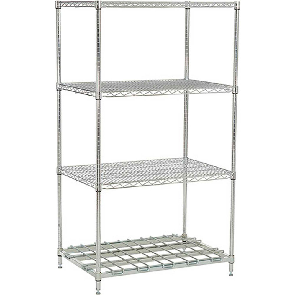 Global Industrial 184861DSZ Nexel 4 Shelf Poly-Z-BriteStandard Wire Shelving Unit Starter - 48 x 18 x 63 in.
