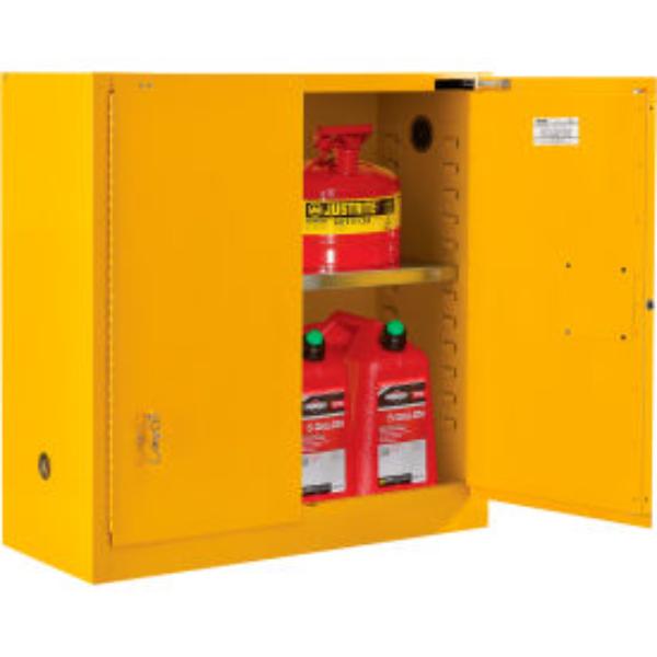 Flammable Storage Cabinet - Yellow - 30 Gallon - Self-Closing Doors
