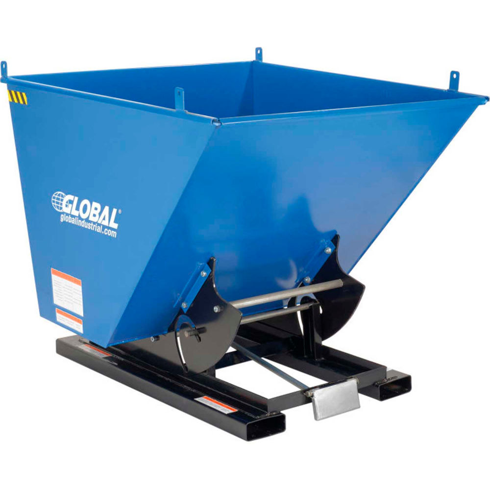 Picture of Global Industrial 989025 Self-Dumping Forklift Hopper with Bump Release - 2 cu. yards 6000 lbs - Blue & Black