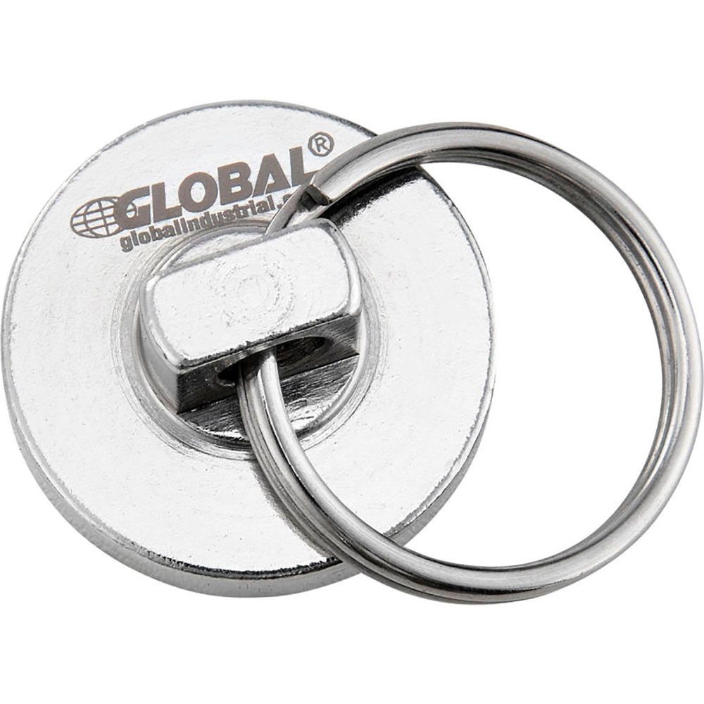 Global Industrial 320756 35 lbs Pull Neodymium Magnetic Assembly with Key Ring, Silver - Pack of 6