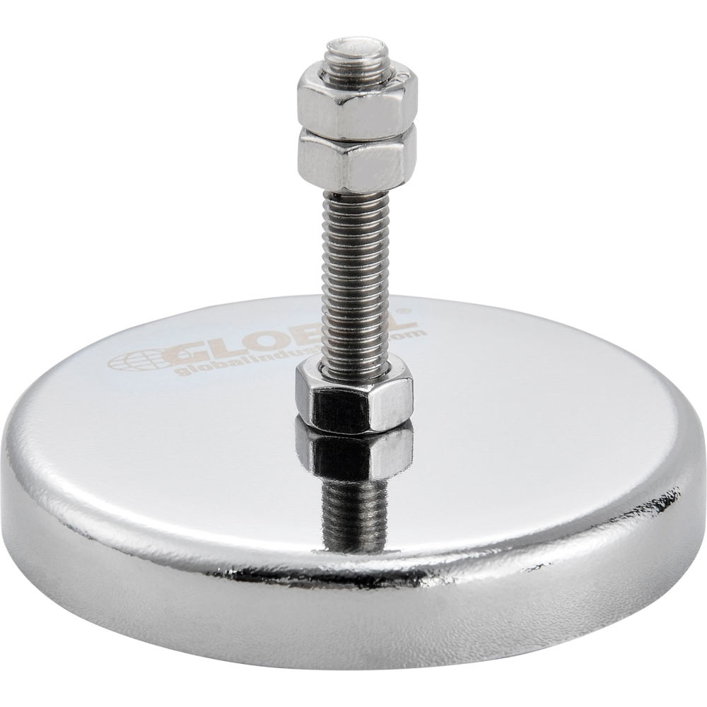 Global Industrial 320760 35 lbs Pull Ceramic Mount-It Magnet with Attached Screw & Nuts, Silver - Pack of 6