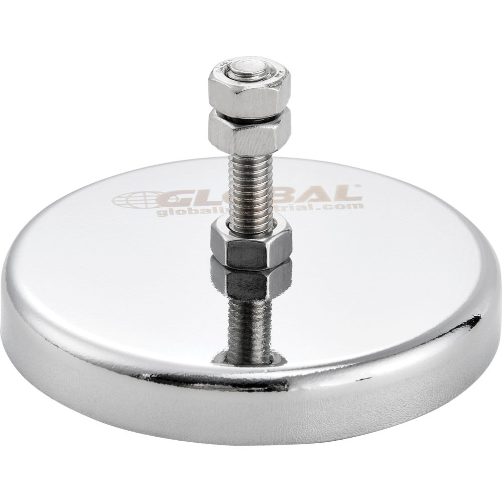 Global Industrial 320762 65 lbs Pull Ceramic Mount-It Magnet with Attached Screw & Nuts, Silver - Pack of 6
