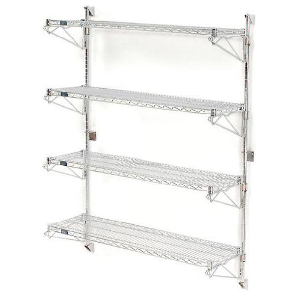 Global Industrial B1137034G Nexel Poly-Green Wall Mount Wire Shelving - 42 x 14 x 63 in. - 4-Shelf Starter