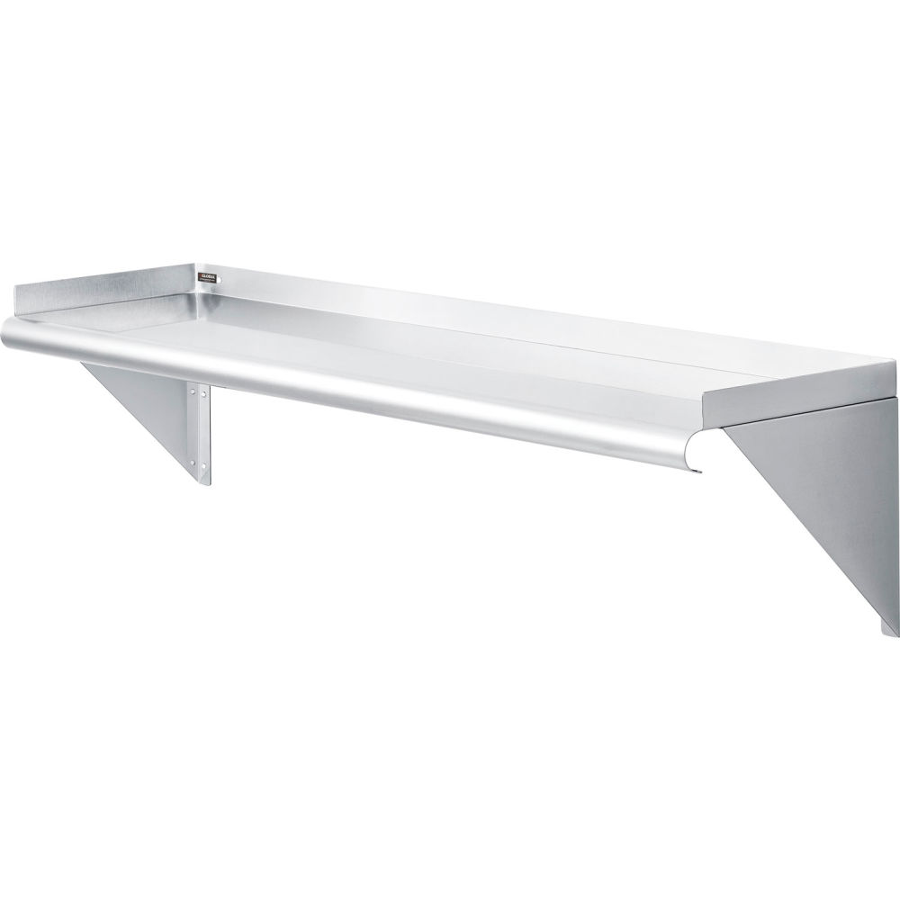 Global Industrial 493628 48 x 12 in. Wall Mount Shelf with 1.5 in. Lip 18 Gauge 430 Stainless Steel