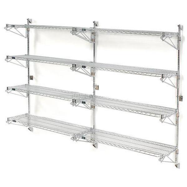 Global Industrial B1137038G Nexel Poly-Green Wall Mount Wire Shelving - 24 x 14 x 63 in. - 4-Shelf Add-On