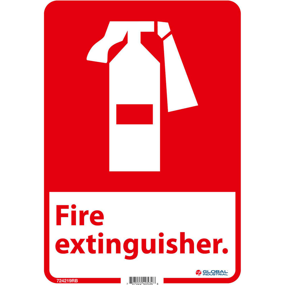 Global Industrial B2332422 14 x 10 in. Rigid Plastic Fire Extinguisher Sign