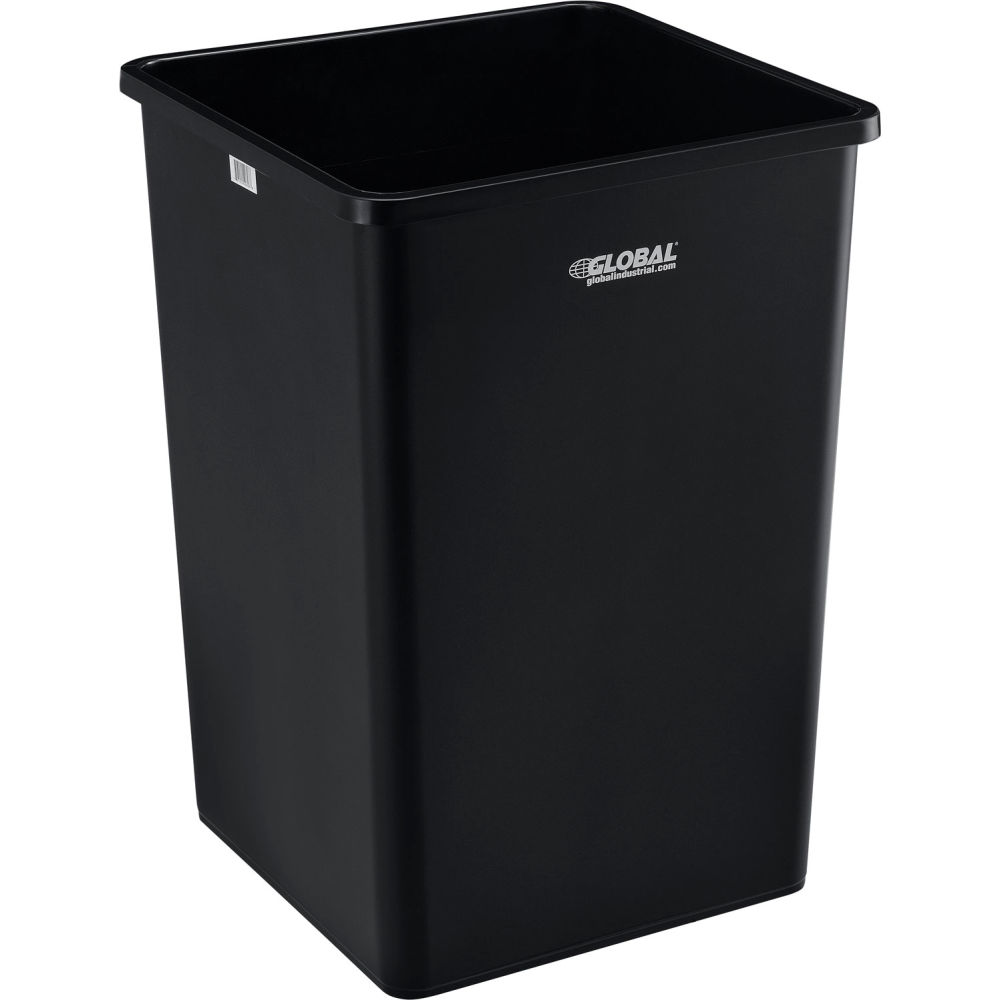 Global Industrial 641439BK Square Plastic Trash Can - 35 gal, Black